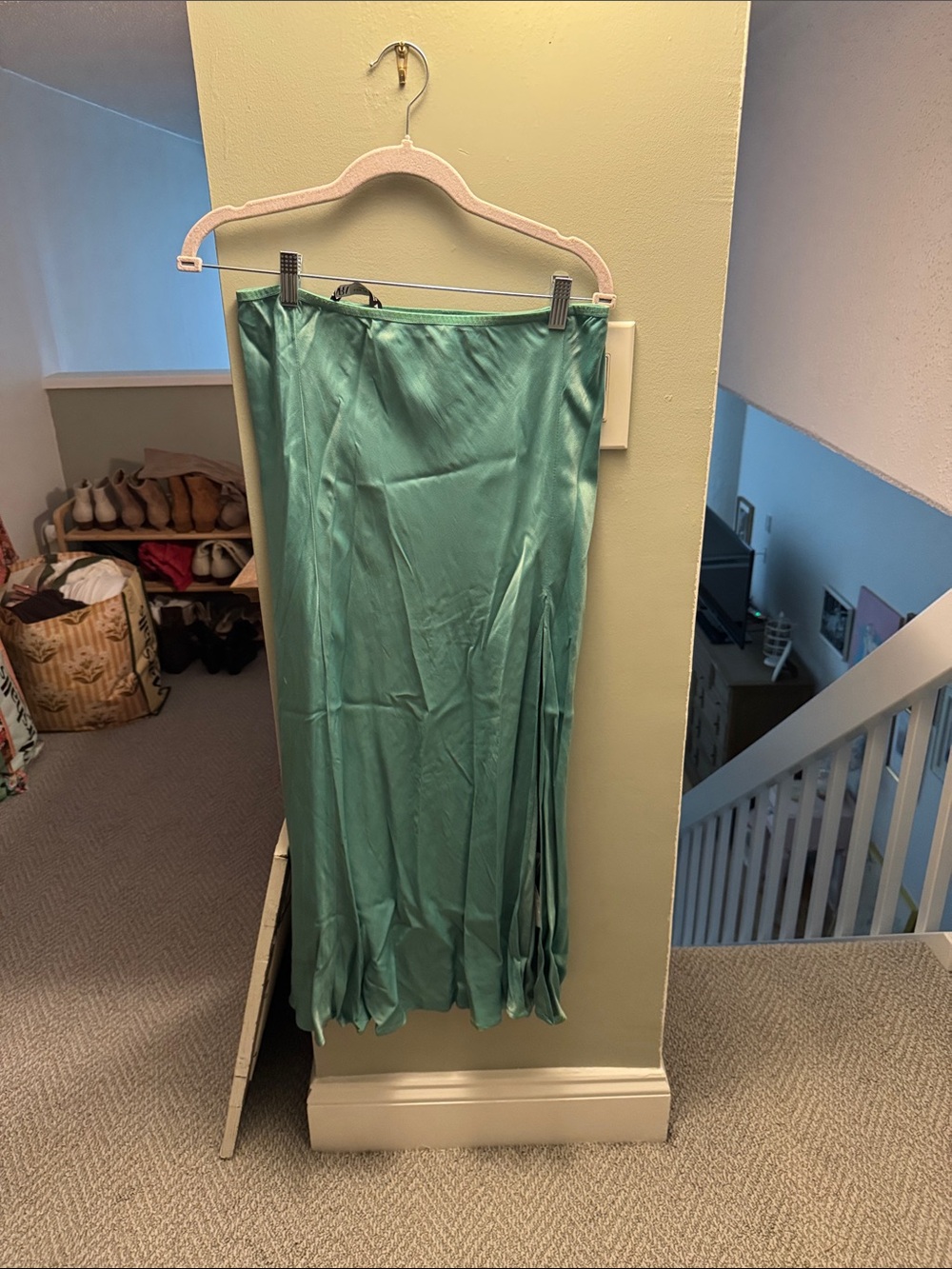 Zara Satin Teal Maxi Skirt